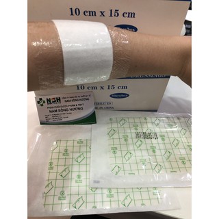 Combo 10 miếng hoặc 5 miếng Băng dán y tế kèm gạc trong suốt Băng dán vết thương có gạc vô trùng chống thấm nước 10x15cm