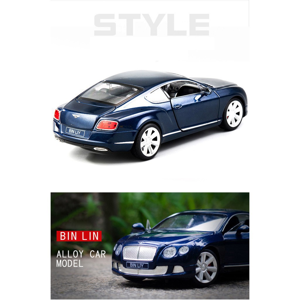 Xe mô hình tỉ lệ 1:24 siêu sang Bentley Continental GT 2 cửa, bánh xe đánh lái được, chất liệu hợp kim