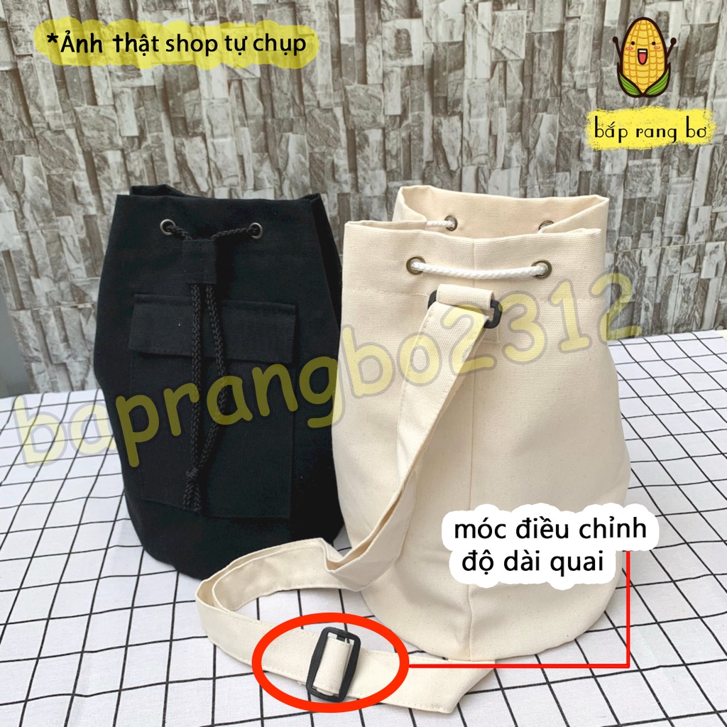 TÚI TOTE BALO ĐEO CHÉO DÂY RÚT UNISEX NAM NỮ VẢI CANVAS ĐI HỌC ĐI CHƠI CHECKING CAFE DC11