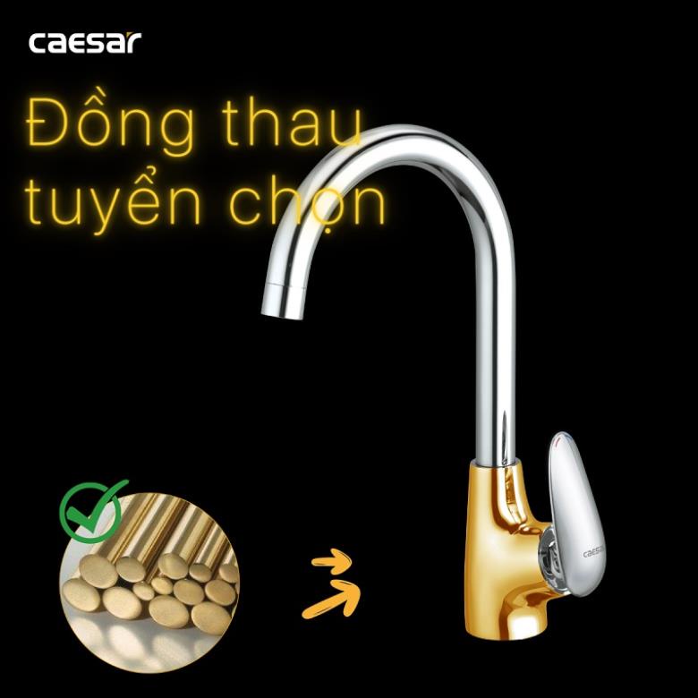 Vòi rửa chén Caesar K815C nóng lạnh, vòi bếp 2 đường nước, Cam kết chính hãng