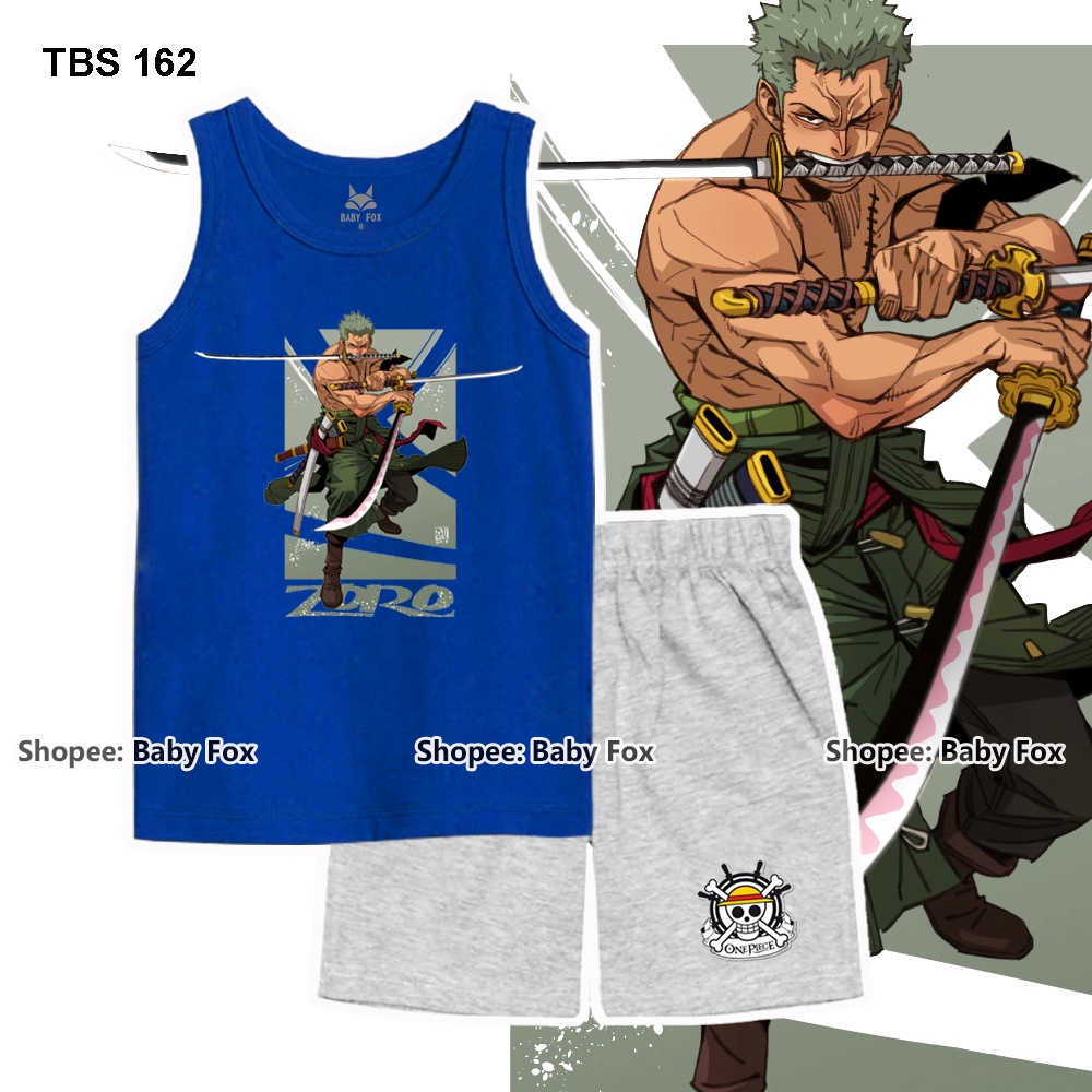 Bộ sát nách bé trai 100% cotton loại tốt, BABY FOX, One Piece, Luffy, Zoro n