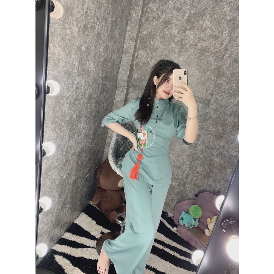 Đồ Lam Đi Chùa #Mẫu ngọc bội# Quần Áo Nữ