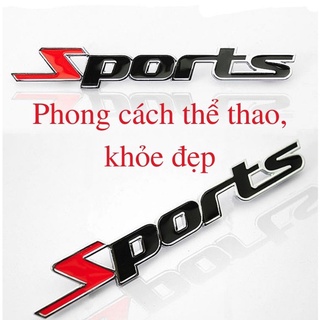 Logo tem 3d kim loại chữ sports dán xe hơi ô tô