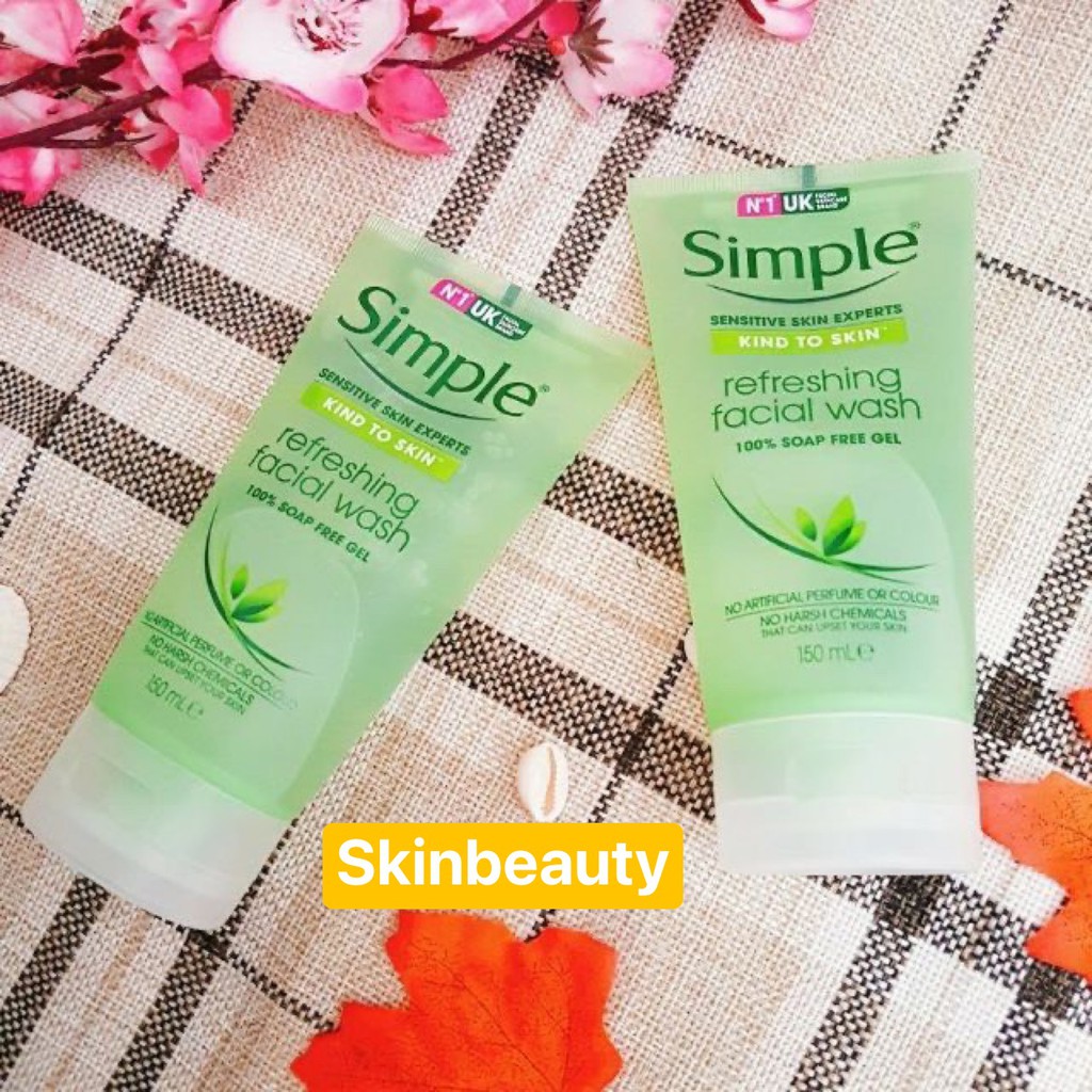 Sữa Rửa Mặt Simple Gel Kind To Skin Refreshing Facial Wash Gel 150ml -HÀNG CHÍNH HÃNG | BigBuy360 - bigbuy360.vn