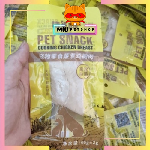 Ức gà hấp cho mèo Masti, Ức gà hấp ăn liền cho mèo Petsnack - Túi 40gr