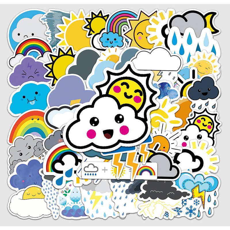 Hình dán sticker phong cách thời tiết hoạt hình dễ thương dán trang trí - DB.113