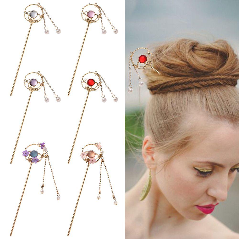 CACTU Lược Cài Tóc Đính Hoa Lấp Lánh Thời Trang Theo Phong Cách Trung Hoa