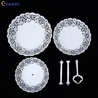 Durable 1pc Table Kitchen Display Decor 25.5*40cm White PP 3-layer Fruit Dessert Detachable Hollow Tray Storage rack