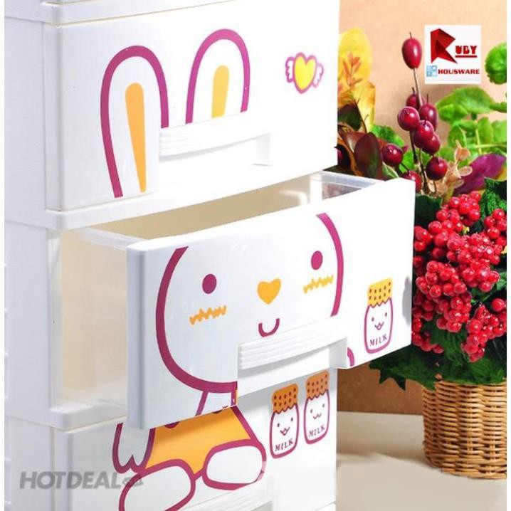 Tủ KITTY mini 4 tầng - Song Long, tủ nhựa, tủ quần áo, tủ cho bé, tủ mini