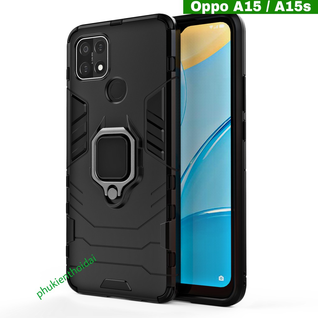 Ốp lưng Oppo A15 / A15s Iron Man Iring chống sốc giá đỡ xem phim cao cấp