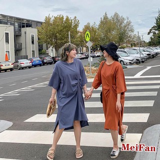 🌳Đầm Thun Trơn Dáng Rộng Phong Cách Hàn Quốc Size L-4xl 300 200 Jin 240 Dành Cho Nữ