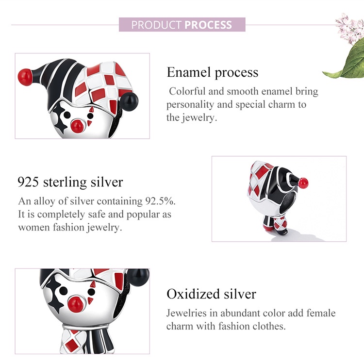 Mặt dây chuyền BAMOER Bạc 925 hình chú hề thời trang