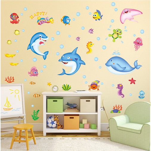 Decal Dán Phòng Động Vật Biển Đại Dương Dễ Thương Cho Bé Yêu