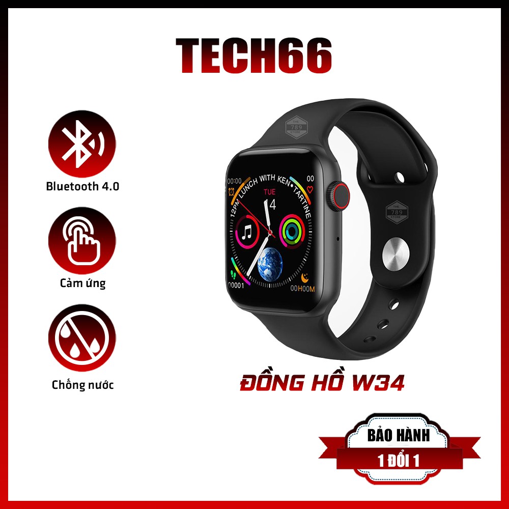 Đồng hồ thông minh smartwatch W34 đẹp như apple watch màn hình cảm ứng chống nước