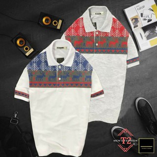Áo Thun Nam Tay Ngắn Polo Có Cổ AT10 Họa Tiết Nai Thổ Cẩm Cao Cấp