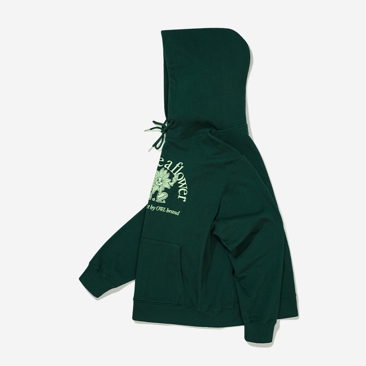 OWL BRAND® FLOWER HOODIE - Áo nỉ có mũ hoạ tiết hoa / Xanh