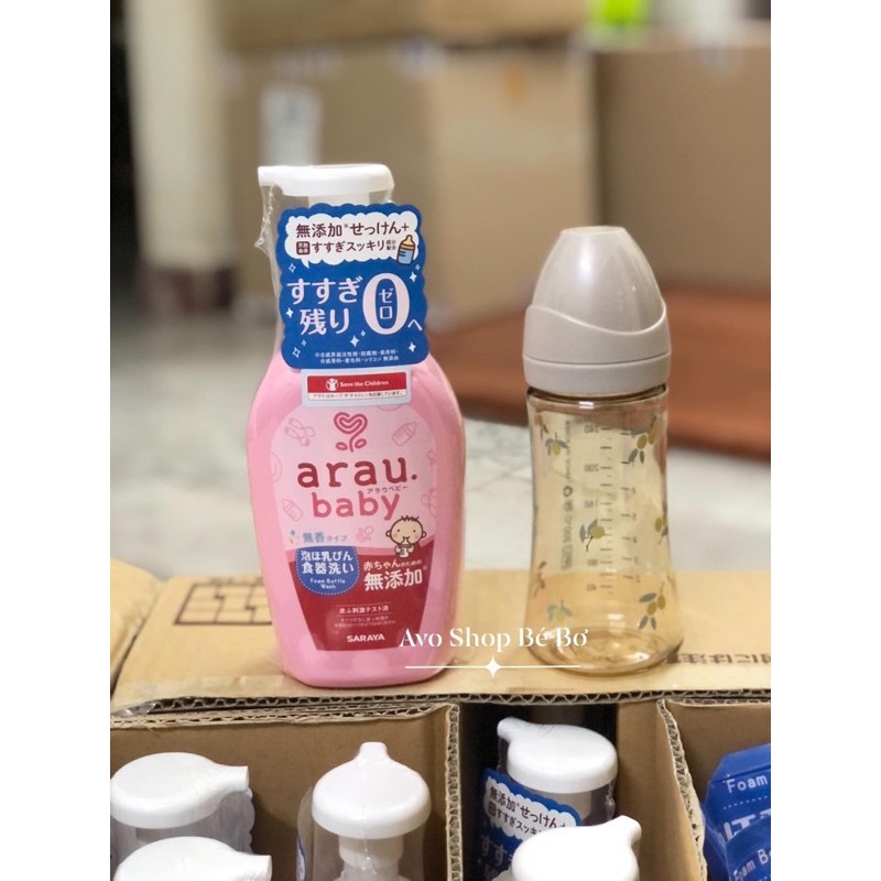 Nước rửa bình Arau baby nhật bản, nước rửa chén đồ chơi cho bé, nước rửa bình sữa cho bé