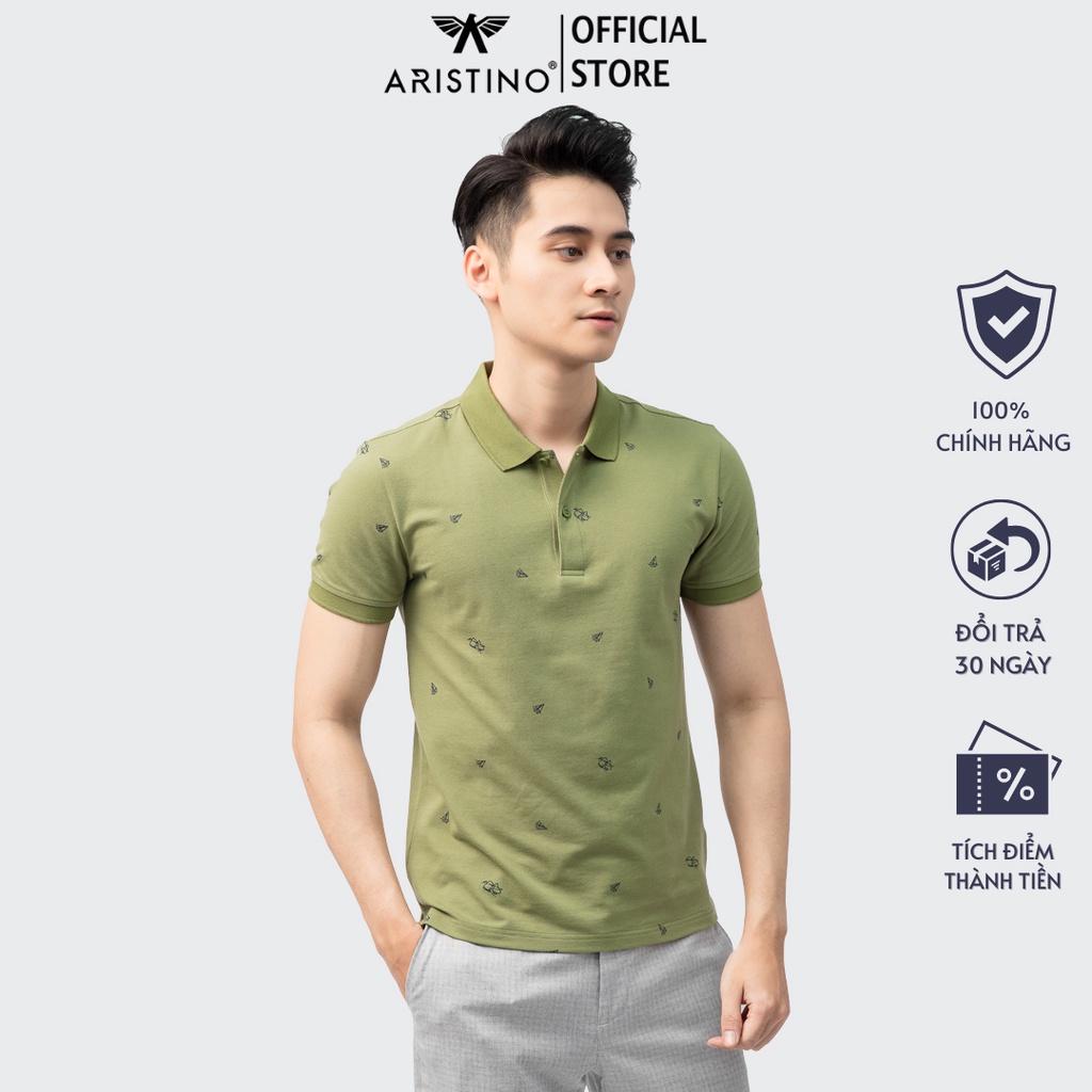 Áo polo nam ARISTINO họa tiết in thuyền độc đáo, vải mềm thấm hút và đàn hồi tốt - APS003S1