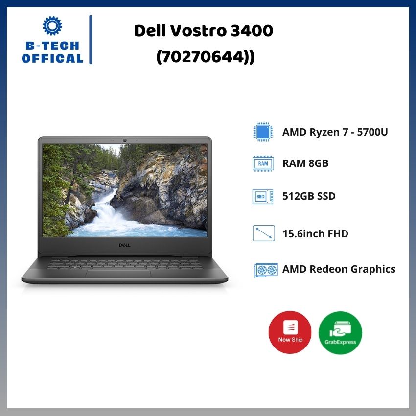 [ TẶNG VOUCHER 150K ] Laptop Dell Vostro 3400 (70270644)/ Black/ Intel Core i3-1115G4 (3.00 GHz, 6MB)/ RAM 8GB