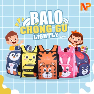 Balo Trẻ Em Đi Học Cho Bé Gái Và Bé Trai Siêu Nhẹ - CHỐNG GÙ LIGHTLY Sakos -Nhiều Màu - Chống Nước - An Toàn Cho Bé
