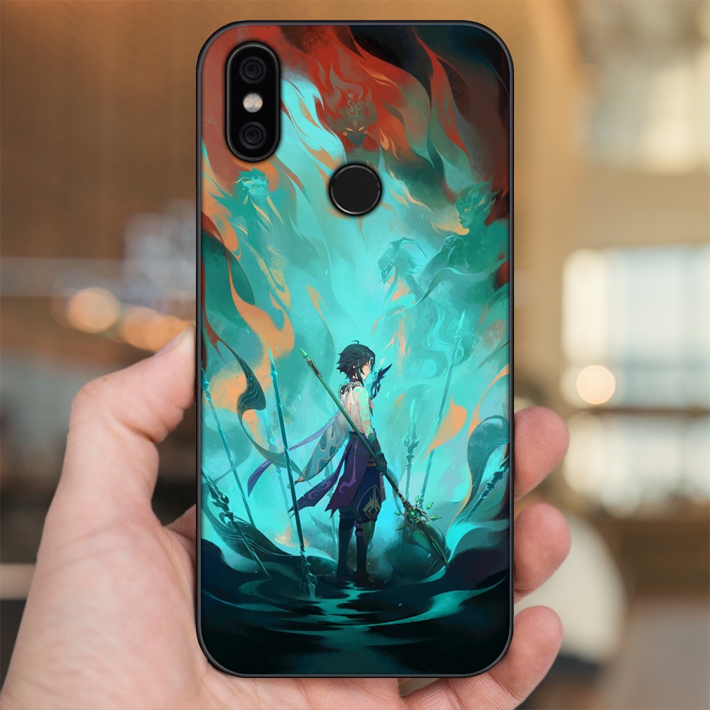 Ốp lưng Xiaomi Mi A2, Redmi 6X viền đen in hình Xiao Genshin Impact