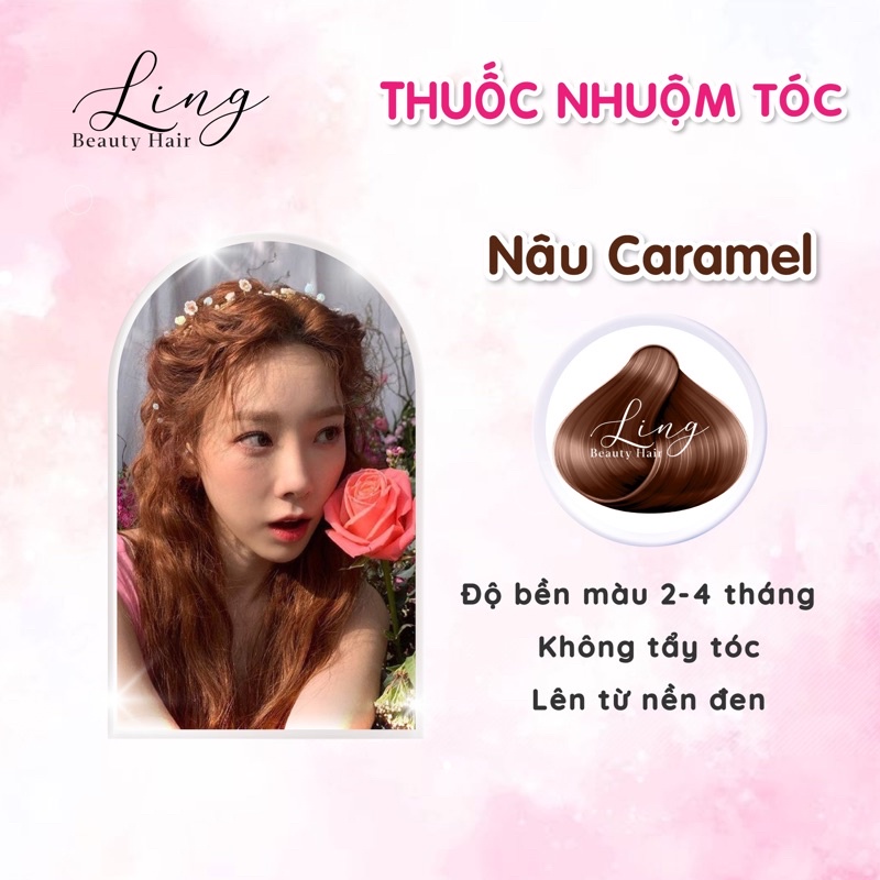 Thuốc nhuộm tóc màu NÂU CARAMEL, không tẩy tóc lên từ nền đen tự nhiên