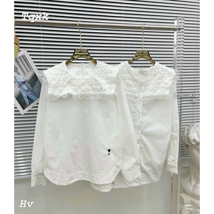 Áo nỉ kiểu cổ tim cổ sơ mi jean tay dài bo 1023 thaotranshop90