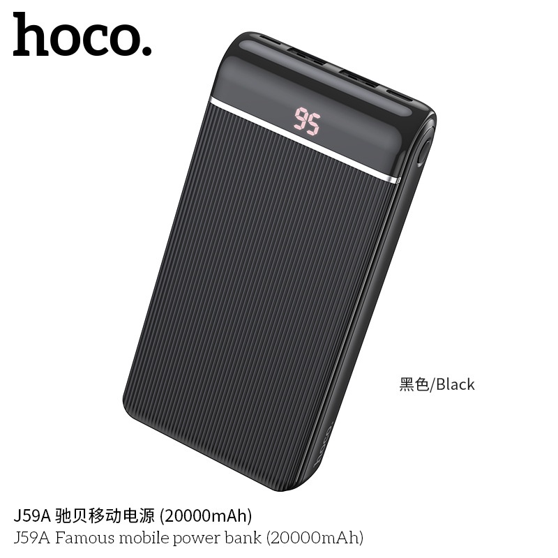Pin sạc dự phòng Hoco J59A  20000 mah, 2 cổng ra USB 2.0A, 3 cổng vào, màn hình led, tương thích nhiều thiết bị