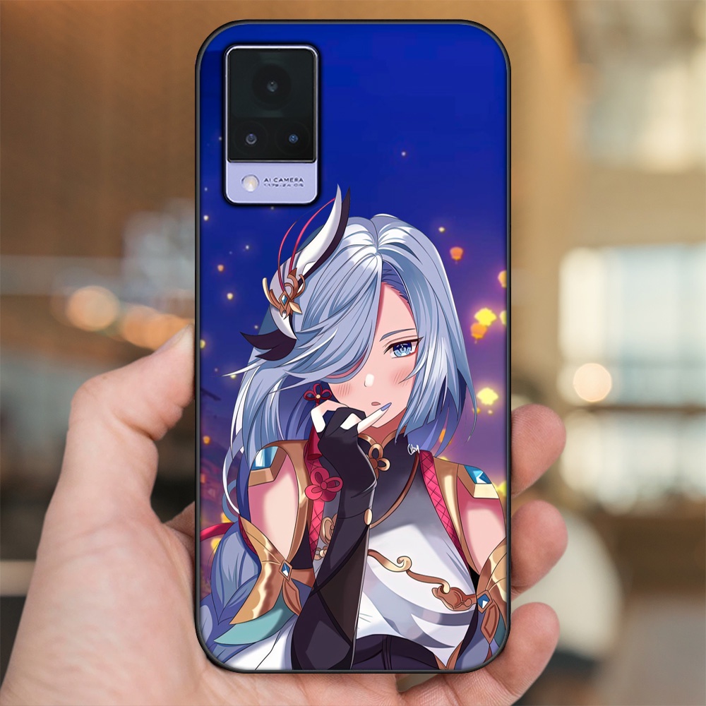 Ốp lưng Vivo V21 viền đen in hình Shenhe Genshin Impact