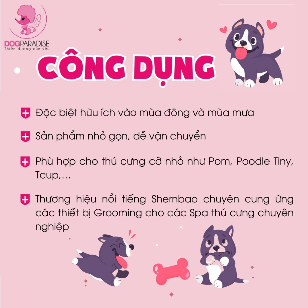 Máy sấy lông thú cưng chuyên nghiệp SHD 1800 Shernbao công suất lớn ít ồn - Dog Paradise