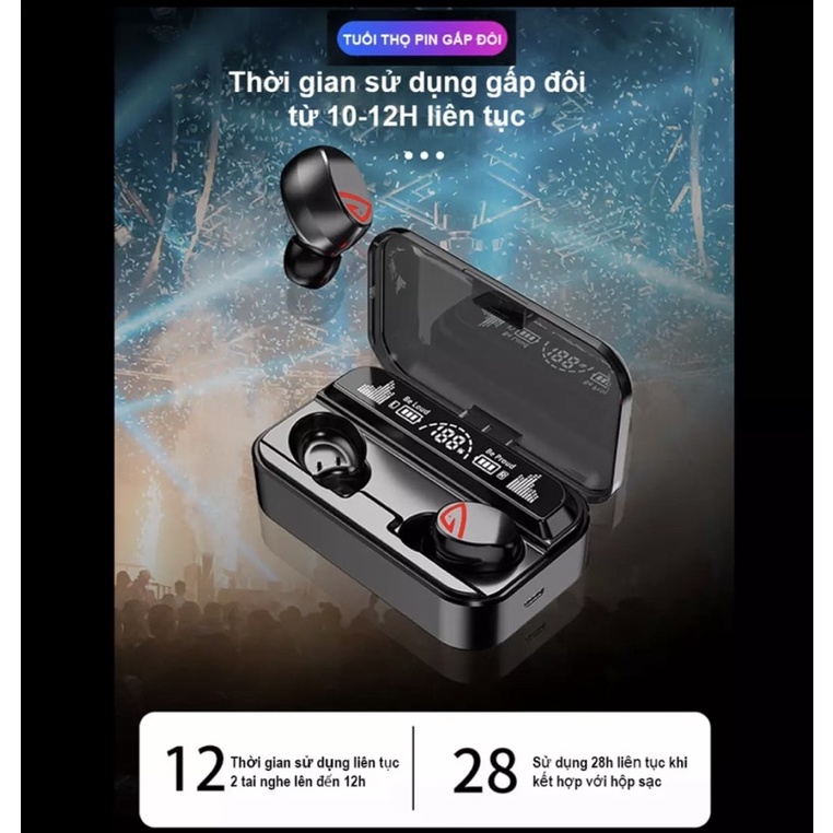 Tai nghe bluetooth V5.2 S10 Pro cao cấp, cảm ứng vân tay, hỗ trợ đàm thoại, nghe nhạc 10h, kiêm sạc dự phòng 2200mAh