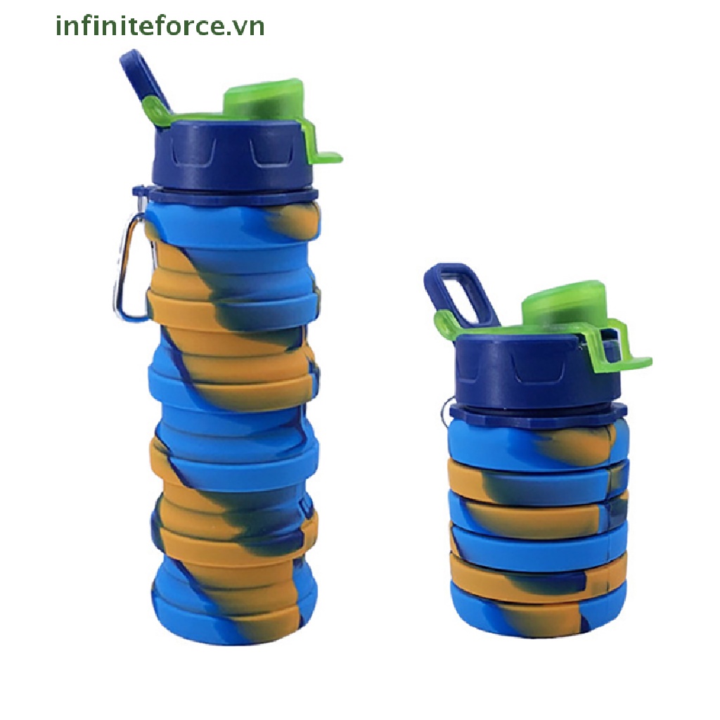 Bình Nước Silicon 500ml Có Thể Gấp Gọn Tiện Dụng Mang Theo Du Lịch Cắm Trại