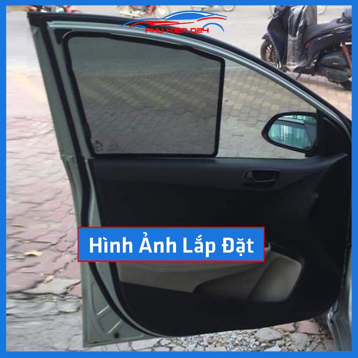 Bộ 4 rèm chắn nắng nam châm Hyundai i10 Hatchback 2014-2015-2016-2017-2018-2019 khung cố định chống tia UV