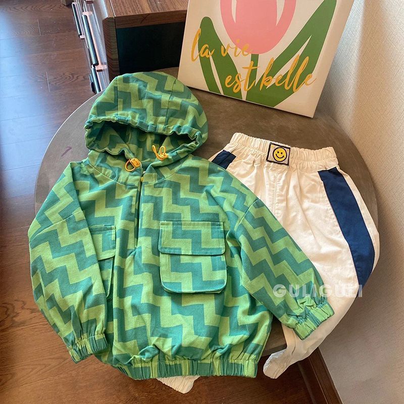 Áo Khoác Có Mũ Trùm Phối Màu Tương Phản Thời Trang Mùa Thu Hàn Quốc 2022 Dành Cho Bé Trai