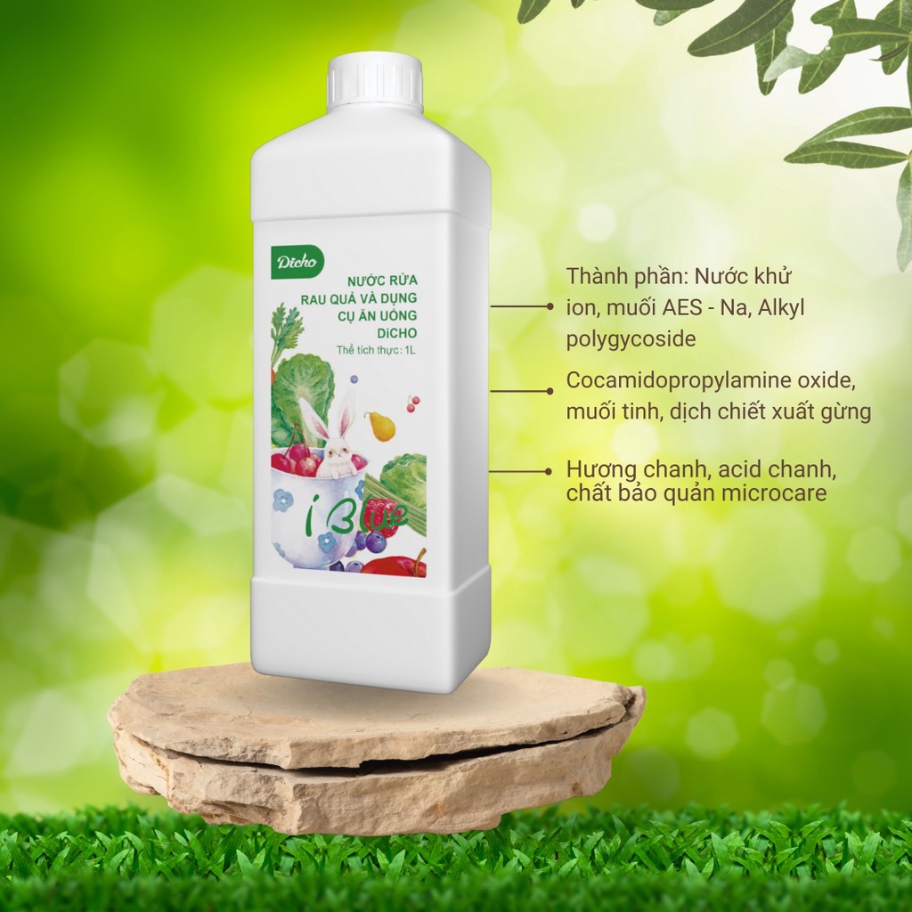 Nước rửa rau quả và dụng cụ ăn uống DiCHO Tiens Thiên Sư giúp làm sạch rau củ và bát đũa