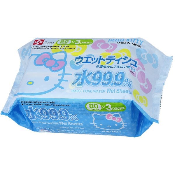 [Kho HCM] COMBO 3 BỊCH KHĂN ƯỚT LEC HELLO KITTY 80 MIẾNG