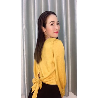 Áo Croptop tay dài cột nơ sau