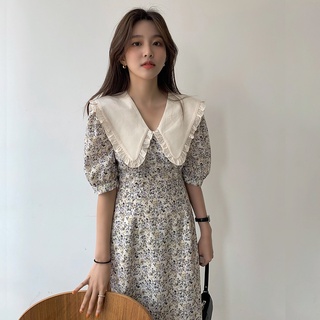 Đầm maxi peppermint 42360 tay ngắn in hoa xinh xắn thiết kế cổ chữ V duyên dáng thời trang
