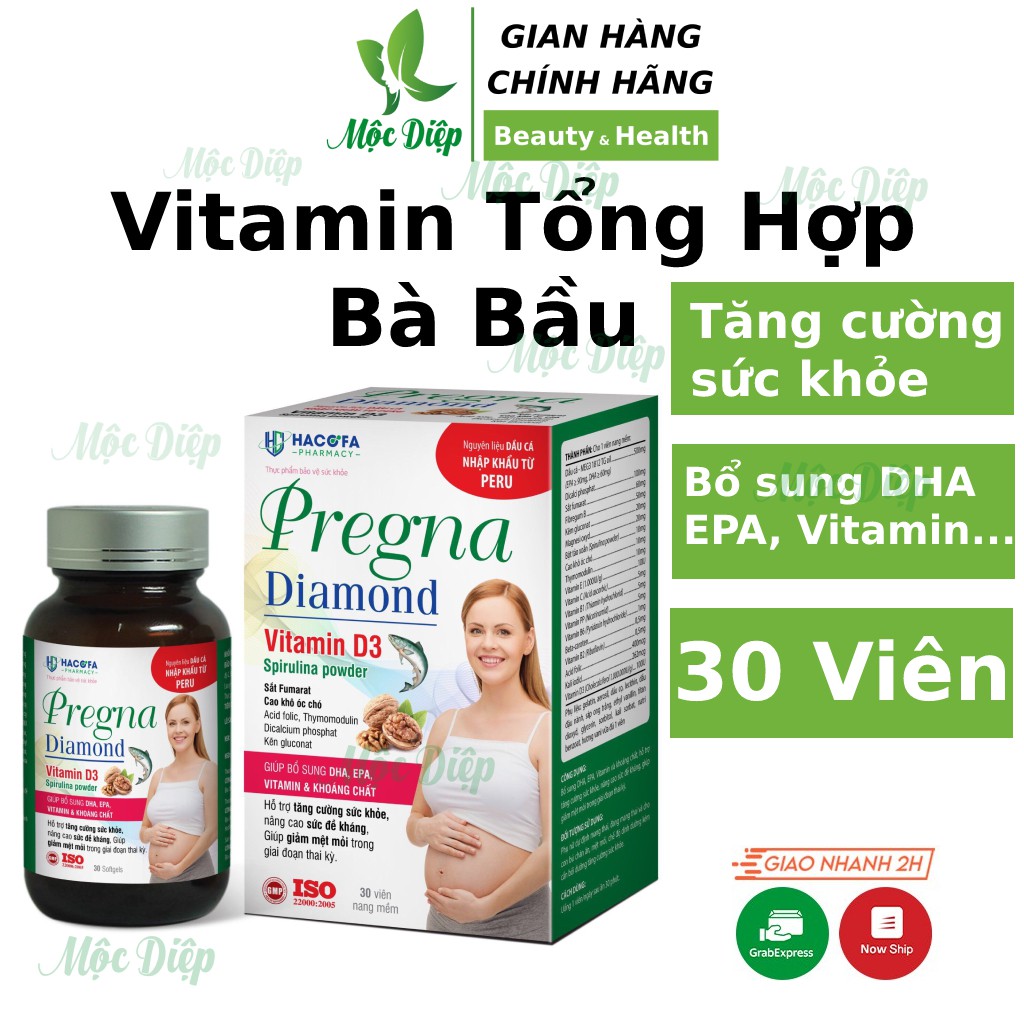 Vitamin tổng hợp bầu ❤️CHÍNH HÃNG👍 Pregna Diamond ❤️ cung cấp vitatổng hợp cho bà bầu giúpmin  cơ thể khỏe mạnh