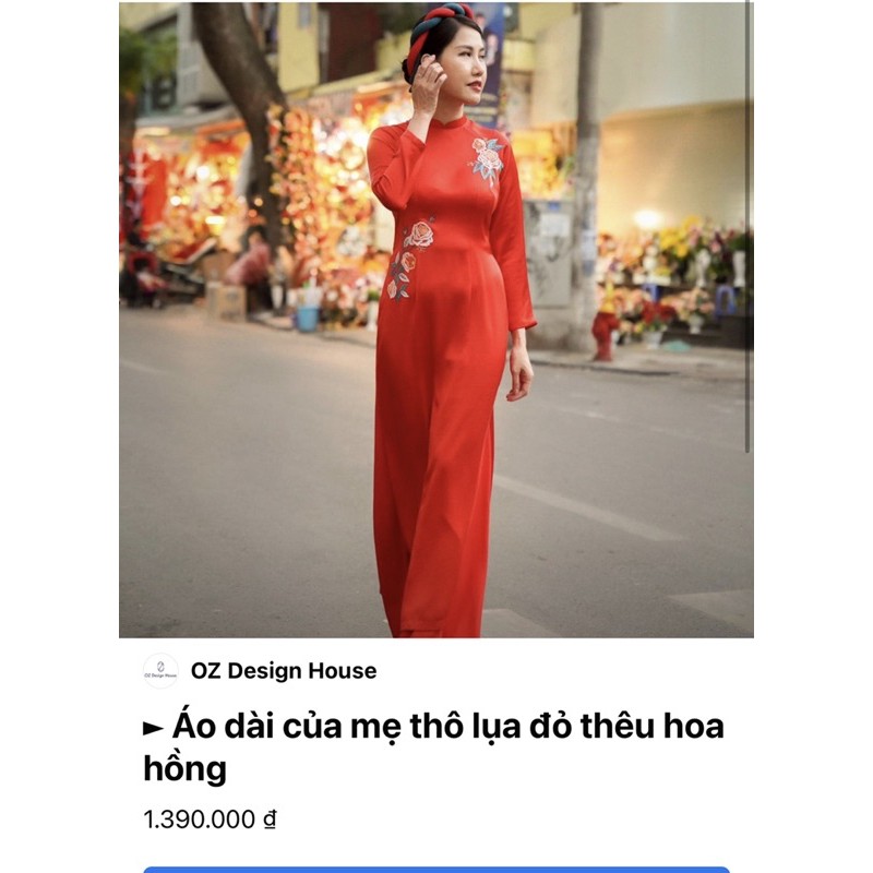 Áo dài Oz design size M, màu đỏ thêu hoa