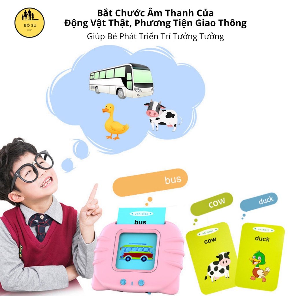 Máy đọc thẻ tiếng anh flashcard con mèo cho bé 224 từ vựng không sóng điện từ Shop Bố Su