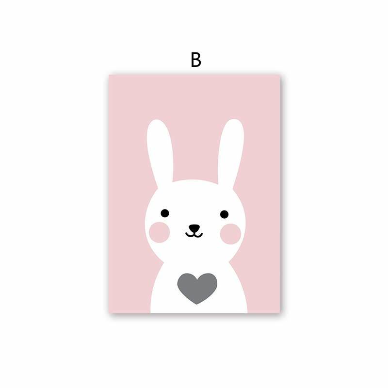 Tranh vải bạt treo tường in hình thỏ và ngôi sao hoạt hình dễ thương trang trí phòng cho bé