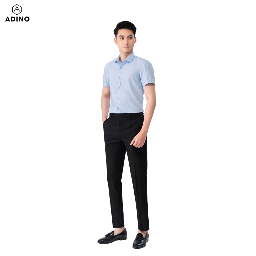 Quần âu nam ADINO màu đen ánh vải cotton cao cấp dáng slimfit trẻ trung lịch lãm QA38