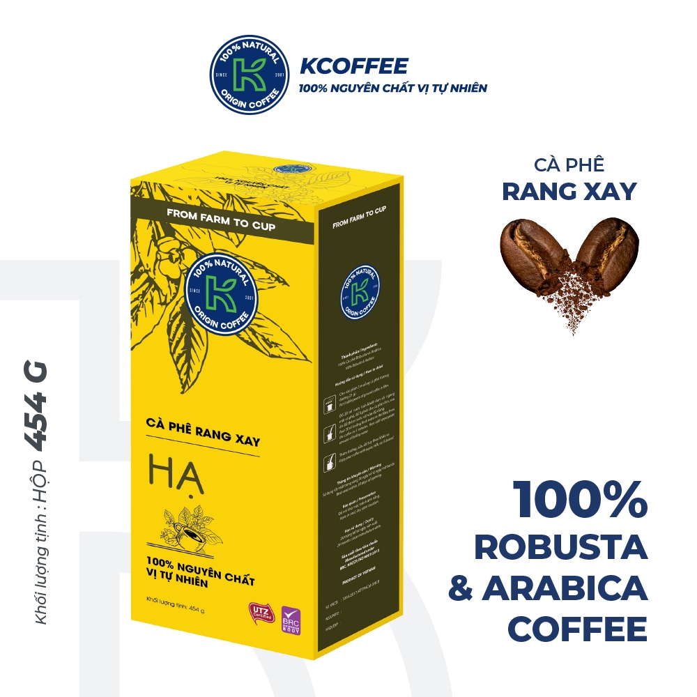 Cà phê rang xay nguyên chất K Hạ 454g thương hiệu K COFFEE