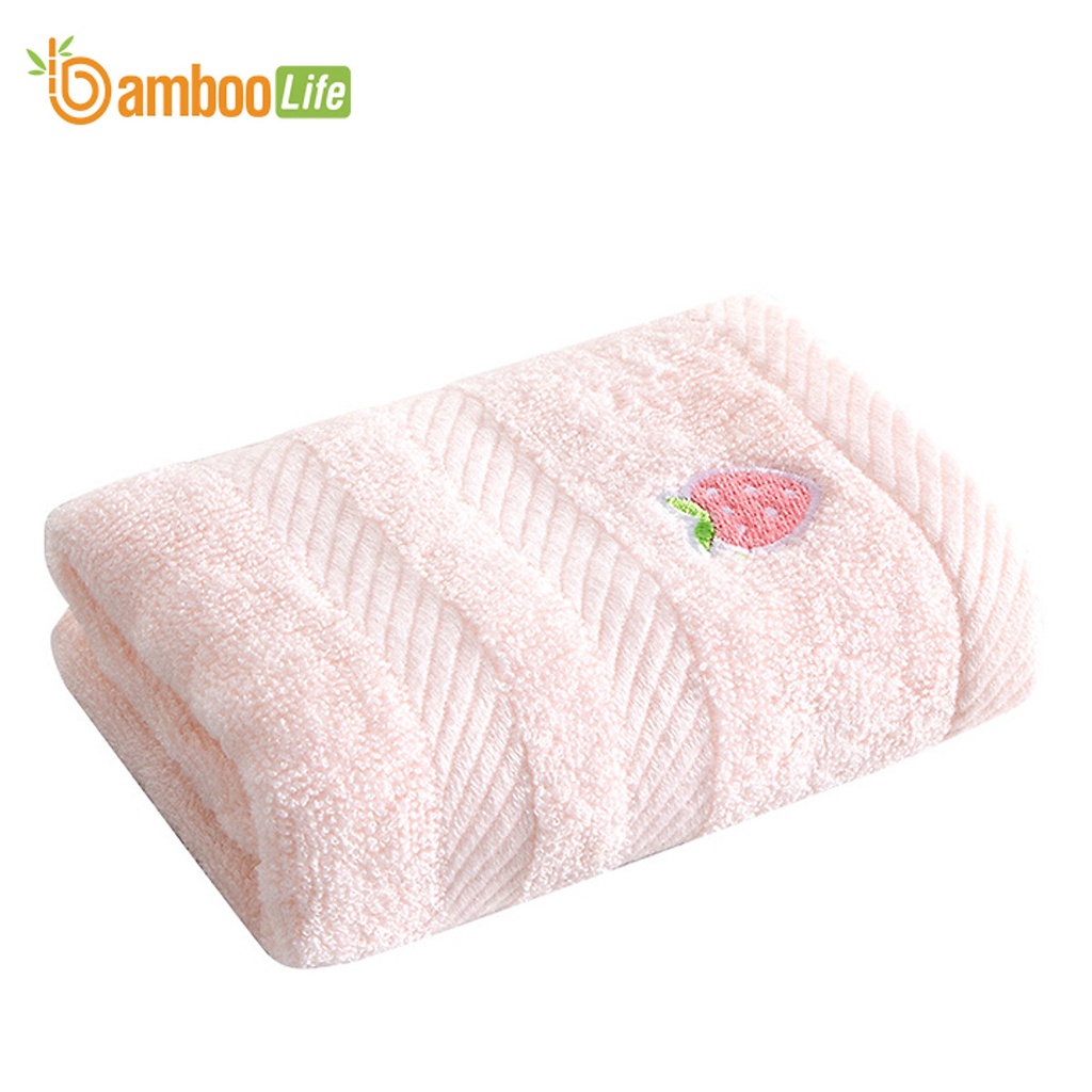 Khăn mặt sợi tre Bamboo Life BL041 họa tiết trái cây mềm mại, thấm hút, an toàn khi sử dụng, thân thiện với môi trường