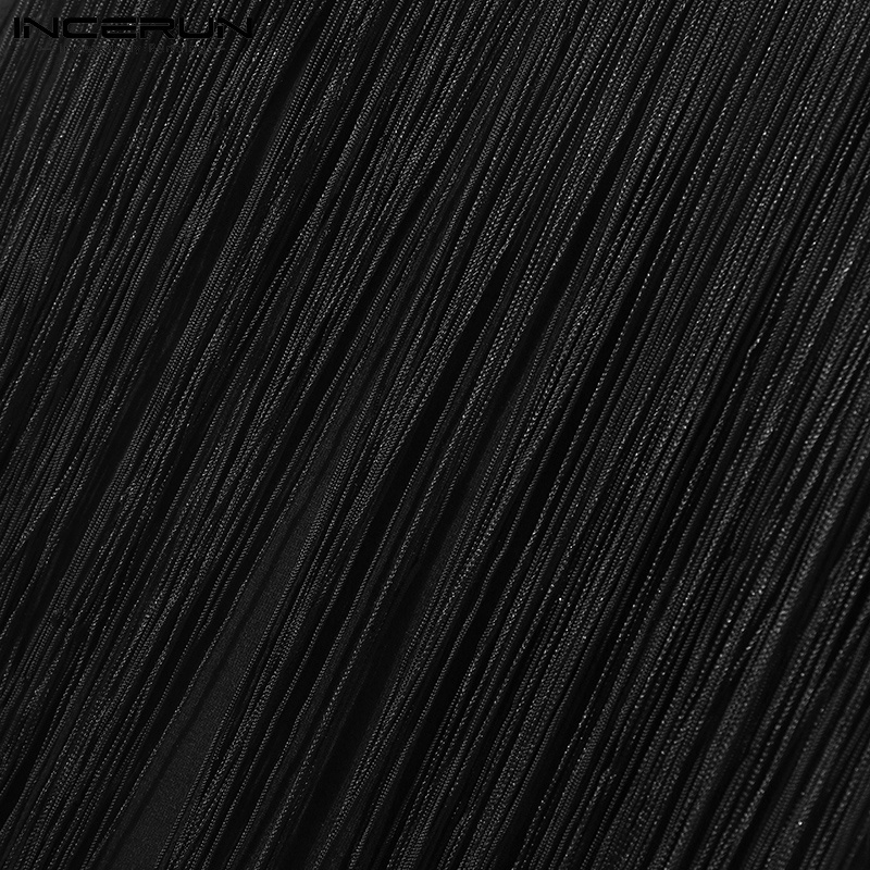 Áo ba lỗ INCERUN cổ tròn dáng rộng phối tua rua thời trang cho nam