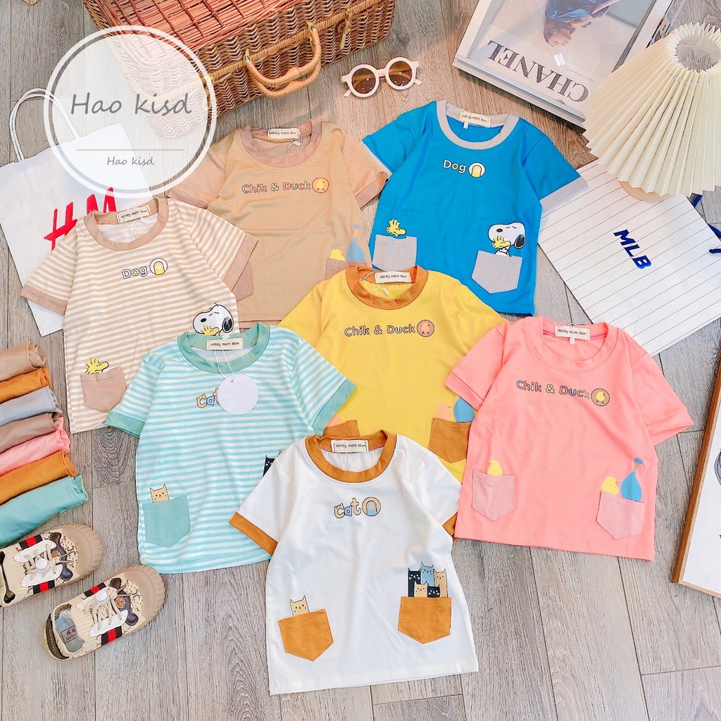 Đồ bộ MINKY MOM cho bé trai bé gái cộc thun lạnh loại họa tiết, bộ quần áo trẻ em mặc ở nhà 6-18 ký 1 2 3 4 tuổi BC021
