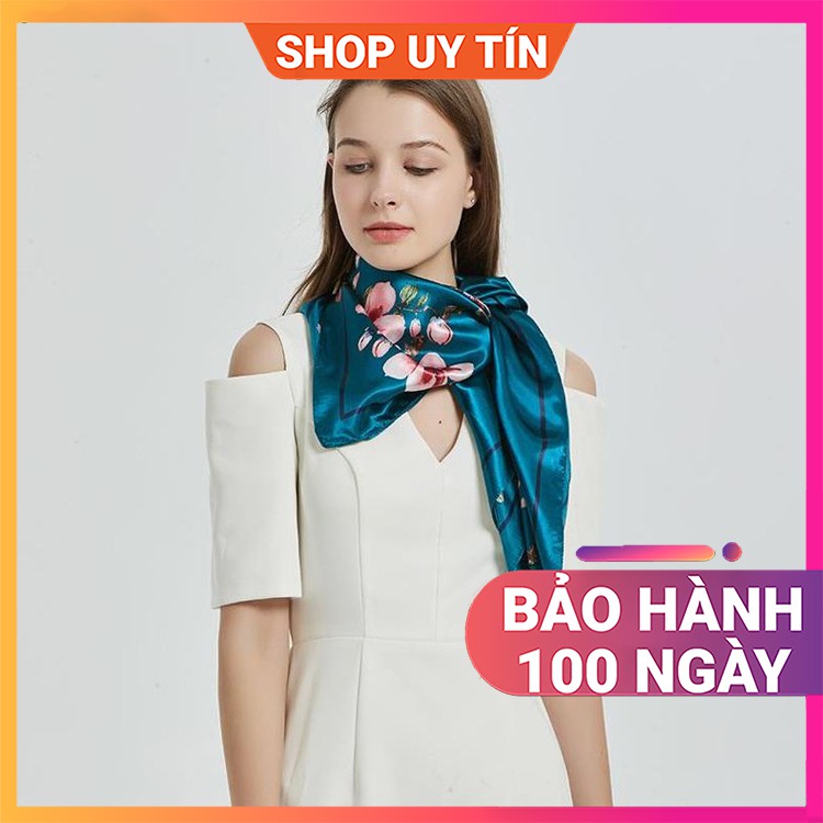 Khăn lụa vuông nữ 90 90x90cm turban bandana trùm đầu đẹp cao cấp làm áo yếm nhiều kiểu dáng màu trắng, đen, vàng, đỏ đô