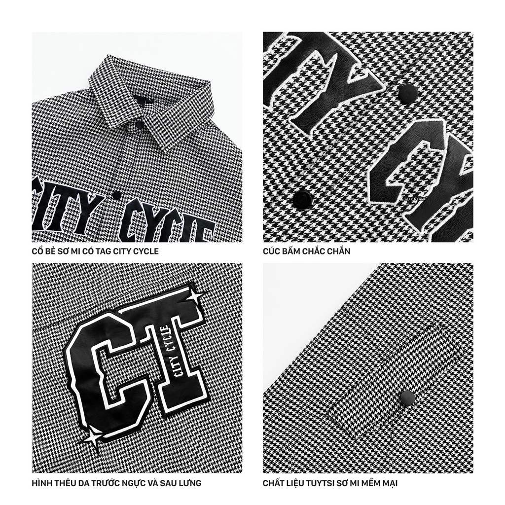 Áo sơ mi local brand Houndstooth City Cycle vải typsy form rộng nam nữ oversize unisex