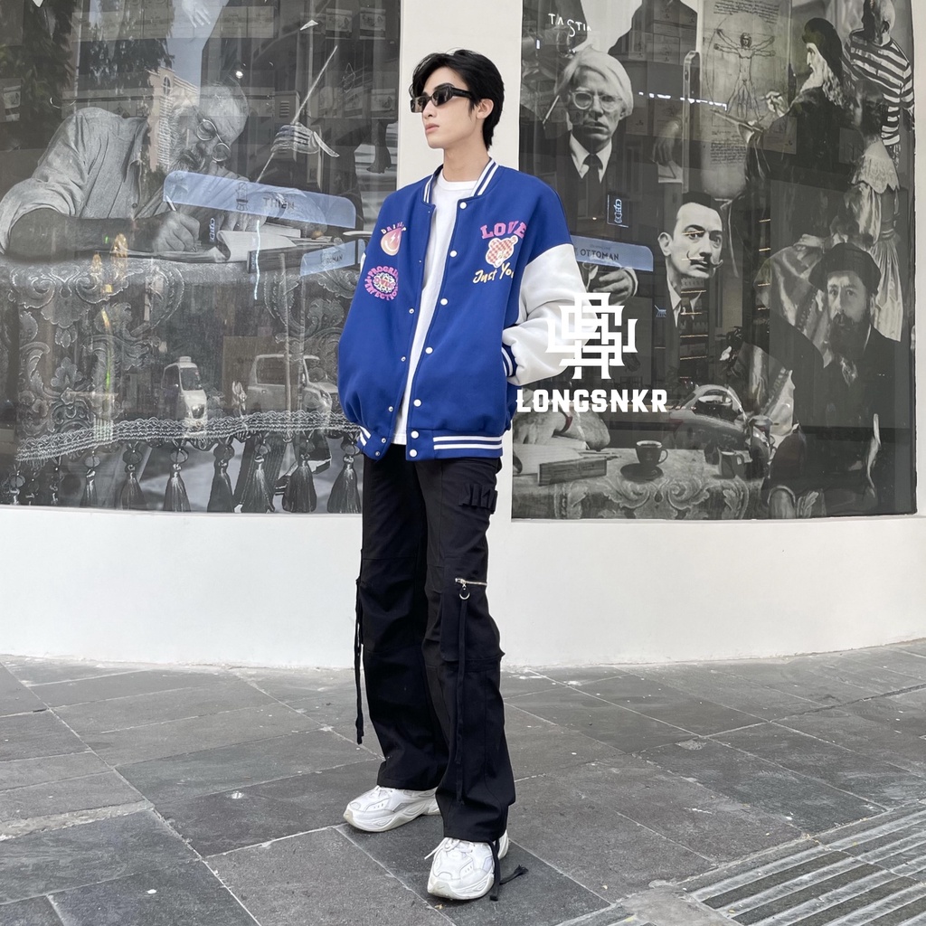 _ Áo khoác Varsity Nothing On  họa tiết Longsnkr chất nỉ giữ nhiệt và thoáng - Bomber /Vars